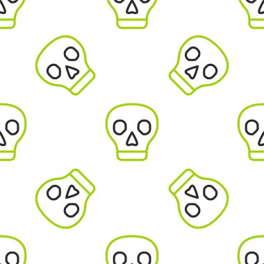 Çizgi Kurukafa simgesi beyaz arka planda izole edilmiş kusursuz desen. Vektör.