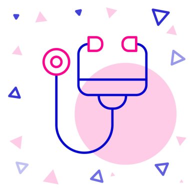 Stethoscope hattı tıbbi alet ikonu beyaz arka planda izole edildi. Renkli taslak konsepti. Vektör.