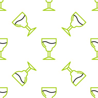 Çizgi şarap ikonu beyaz arka planda izole edilmiş kusursuz desen. Şarap kadehi işareti. Vektör.