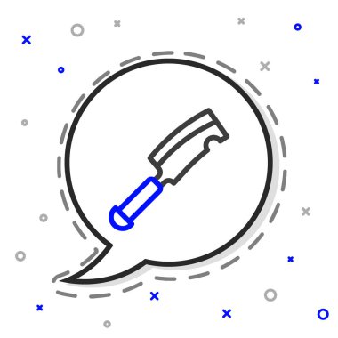 Line Meat helikopter simgesi beyaz arkaplanda izole edildi. Kasap bıçağı. Et için mutfak bıçağı. Kasap bıçağı. Renkli taslak konsepti. Vektör.