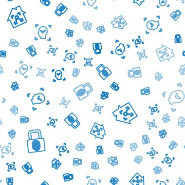 Parmak izini kilit, akıllı ev yüzü kimliği ve yüz tanıma sistemini kusursuz desen ile ayarla. Vektör.