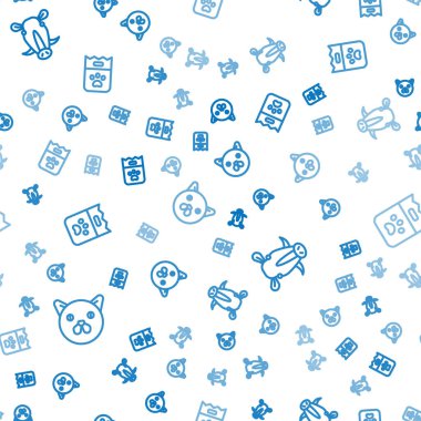 Kedi, yaban domuzu kafası ve yiyecek torbası kusursuz bir düzende. Vektör.