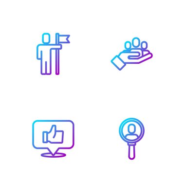 Halkı arayın, El gibi, takım lideri ve arama için. Renk simgeleri. Vektör.