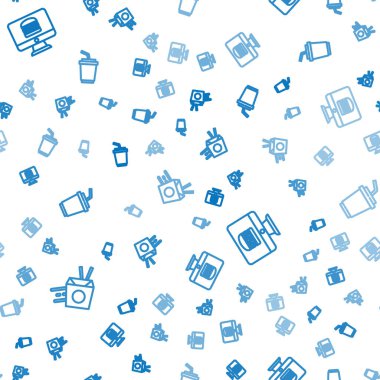 İnternetten erişte siparişi ver ve kağıt bardakta da su ver. Vektör.