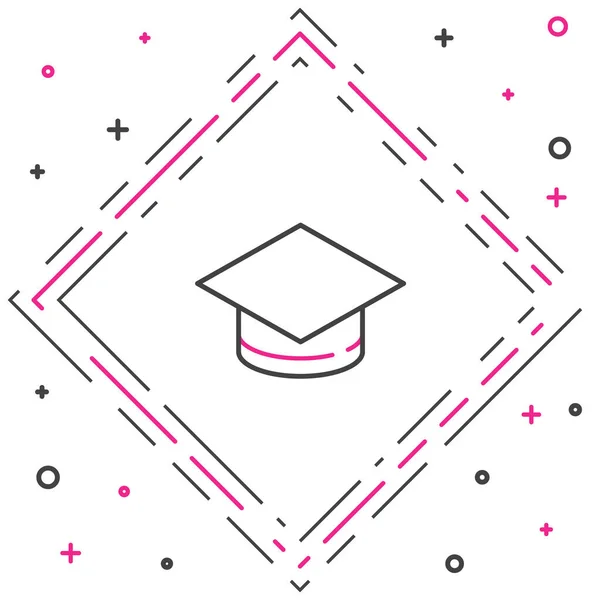 Line Graduation Sapka Ikon Elszigetelt Fehér Alapon Diplomaosztó Kalap Bojtos — Stock Vector