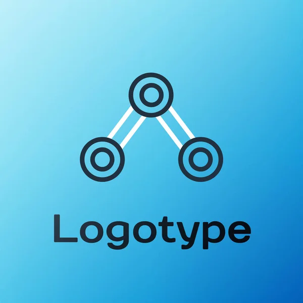 Line Molecule Symbol Isoliert Auf Blauem Hintergrund Struktur Der Moleküle — Stockvektor