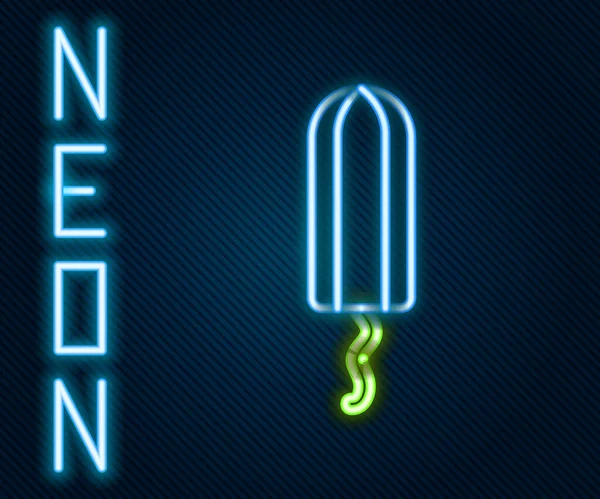 Gloeiende Neon Lijn Menstruatie Sanitaire Tampon Pictogram Geïsoleerd Zwarte Achtergrond — Stockvector