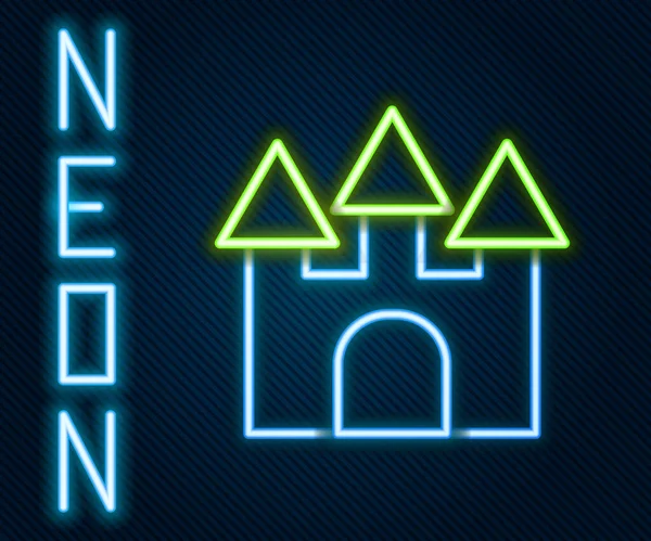 Gloeiende Neon Lijn Castle Icoon Geïsoleerd Zwarte Achtergrond Kleurrijk Concept — Stockvector