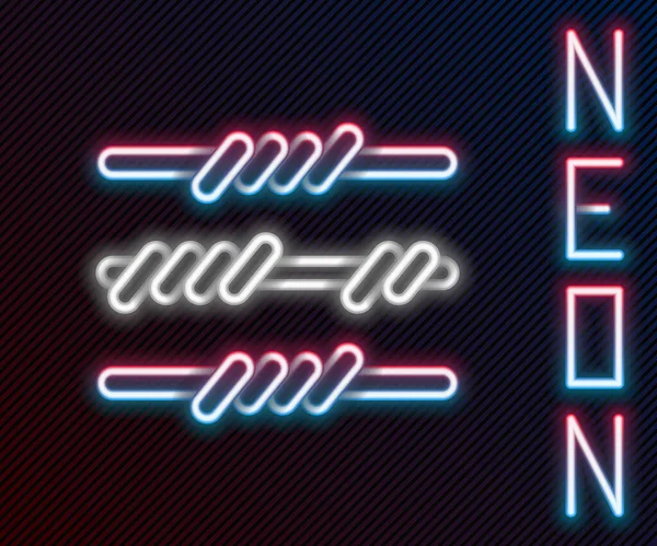 Gloeiende Neon Lijn Prikkeldraad Pictogram Geïsoleerd Zwarte Achtergrond Kleurrijk Concept — Stockvector