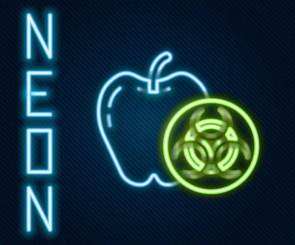 Ligne Lumineuse Néon Icône Pomme Génétiquement Modifiée Isolée Sur Fond — Image vectorielle
