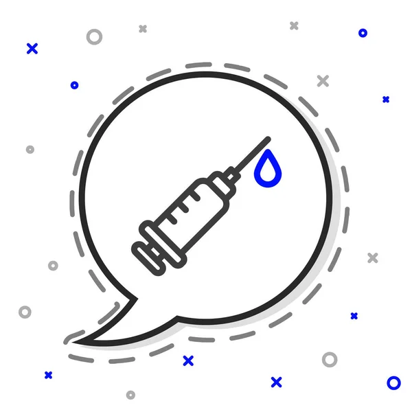 Line Syringe Icon Isolated White Background Syringe Vaccine Vaccination Injection — Stock Vector