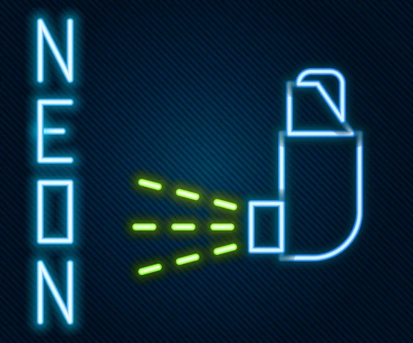 Ligne Lumineuse Néon Icône Inhalateur Isolé Sur Fond Noir Respirez — Image vectorielle