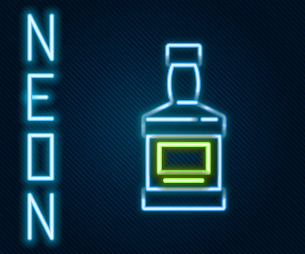 Gloeiende Neon Lijn Whiskey Fles Pictogram Geïsoleerd Zwarte Achtergrond Kleurrijk — Stockvector