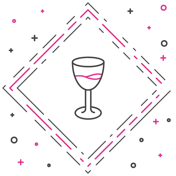 Linie Weinglas Symbol Isoliert Auf Weißem Hintergrund Weinglasschild Buntes Rahmenkonzept — Stockvektor