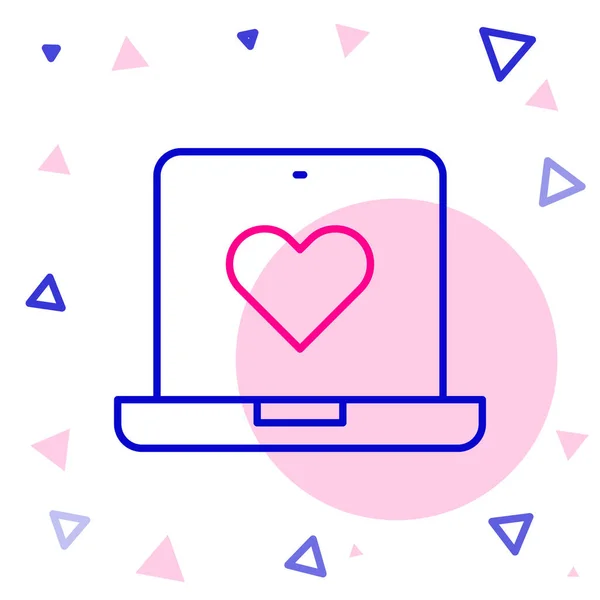 Line Dating App Online Laptop Konzept Symbol Isoliert Auf Weißem — Stockvektor