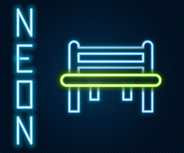 Glowing Neon Line Romantic Bench Icon Isolated Black Background Colorful — Stock Vector