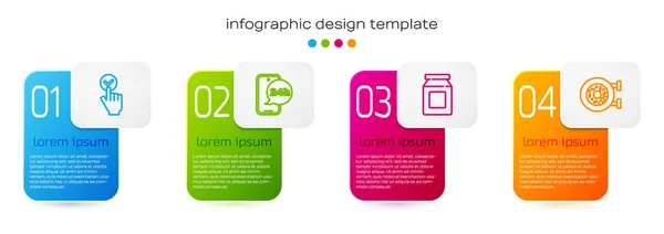 Définir Ligne Commande Livraison Ligne Nourriture Beignet Modèle Infographie Entreprise — Image vectorielle