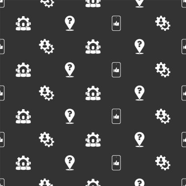 El 'i kafa avcılığı, Proje ekibi tabanı ve soru işaretini pürüzsüz kalıba göre ayarla. Vektör.