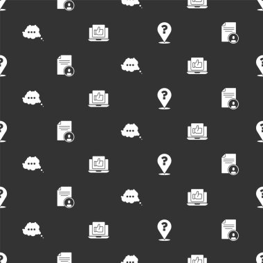 Soru işaretini, özgeçmişi, konuşma baloncuğu sohbetini ve El 'i kusursuz bir şekilde ayarlayın. Vektör.