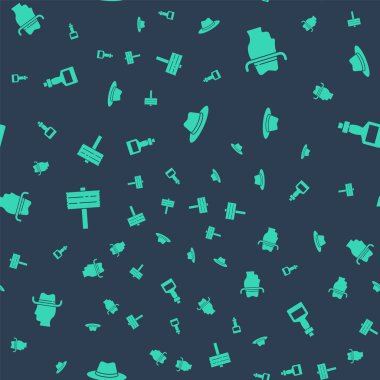 Batılı kovboy şapkası, Kovboy, trafik levhası ve Tabasco sosunu pürüzsüz desenlere göre ayarla. Vektör.