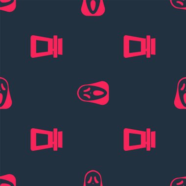 Şişeyi iksirle ve komik ve korkunç hayalet maskesiyle kusursuz bir şekilde ayarla. Vektör.