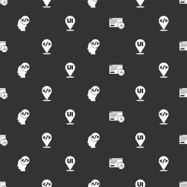 Web sitesi istatistiğini, Front end gelişimini ve UI veya UX tasarımını pürüzsüz desen üzerine ayarla. Vektör.