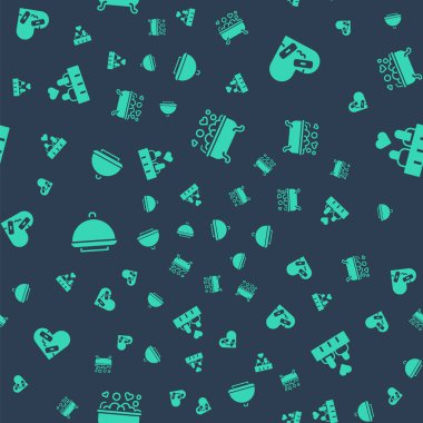 Romantik ol, kırık kalbini iyileştir, tepsiyle kaplan ve çift sevgisini kusursuz bir kalıba dök. Vektör.