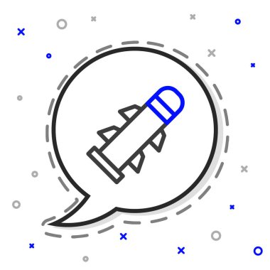 Roket çizgi simgesi beyaz arkaplanda izole edildi. Renkli taslak konsepti. Vektör.