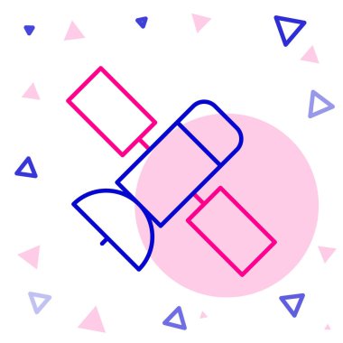 Uydu simgesi beyaz arkaplanda izole edildi. Renkli taslak konsepti. Vektör.