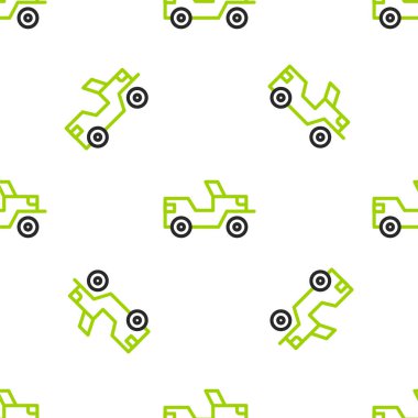 Askeri jip ikonu, beyaz arka planda kusursuz desen izole etti. Vektör.