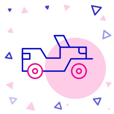 Beyaz arka planda askeri jip ikonu izole edildi. Renkli taslak konsepti. Vektör.