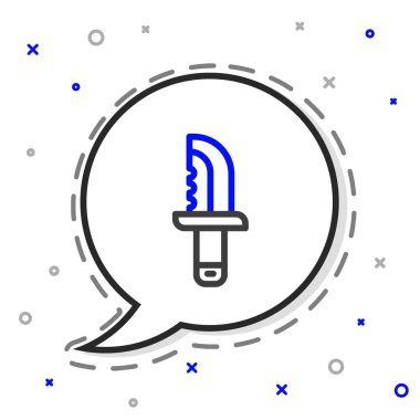 Beyaz arka planda izole edilmiş askeri bıçak ikonu. Renkli taslak konsepti. Vektör.