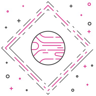 Çizgi Gezegeni simgesi beyaz arkaplanda izole edildi. Renkli taslak konsepti. Vektör.