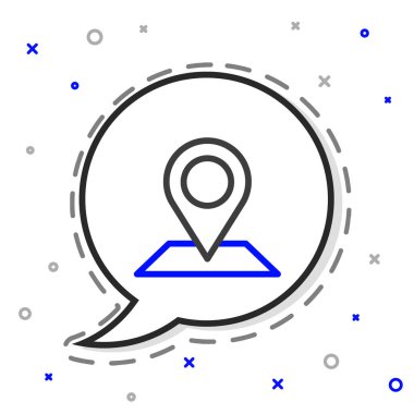 Çizgi Haritası simgesi beyaz arkaplanda izole edildi. Navigasyon, işaret, konum, harita, GPS, yön, yer, pusula, arama konsepti. Renkli taslak konsepti. Vektör.