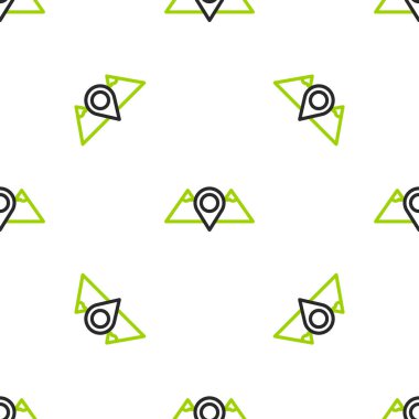 Çizgi Konumu dağ simgesi beyaz arkaplanda izole edilmiş pürüzsüz desen. Zaferin ya da başarının sembolü. Vektör.