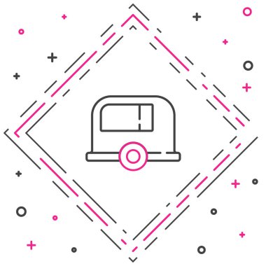 Rv Kamp karavanı simgesi beyaz arkaplanda izole edildi. Gezici ev, karavan, yolculuk için ev karavanı. Renkli taslak konsepti. Vektör.