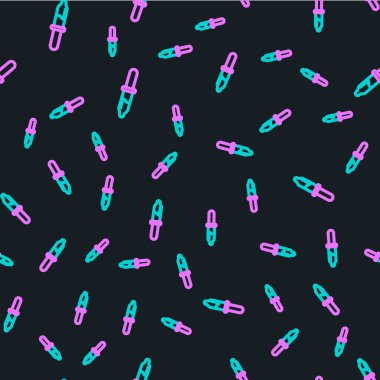 Pipette simgesi siyah arkaplanda izole edilmiş. Tıbbi, kozmetik, kimya laboratuvarı ekipmanları. Vektör.