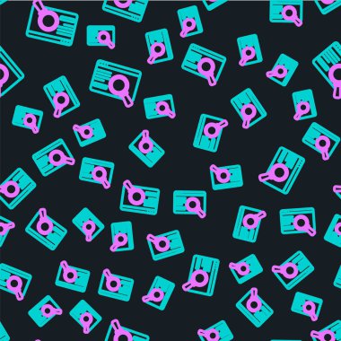 Çizgi UI ya da UX tasarım simgesi siyah arkaplanda izole edilmiş dikişsiz desen. Vektör.