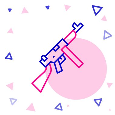 Thompson Tommy hafif makineli tüfek ikonu beyaz arka planda izole edildi. Amerikan hafif makineli tüfeği. Renkli taslak konsepti. Vektör.