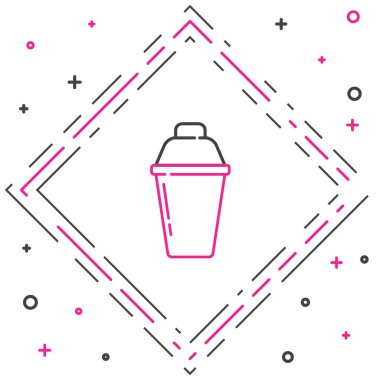 Beyaz arkaplanda çizgi kokteyl sallama simgesi izole edildi. Renkli taslak konsepti. Vektör.