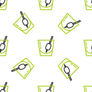 Çizgi Kokteyl Bloody Mary ikonu beyaz arka planda kusursuz desen izole etti. Vektör.