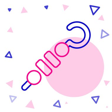 Beyaz arka planda izole edilmiş ızgara şiş kebap. Şiş çubukta et kebabı. Izgara etle piknik. Renkli taslak konsepti. Vektör.