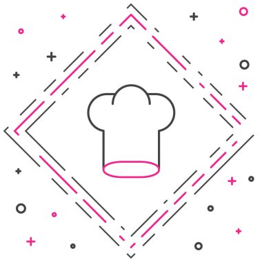 Hat Şefi şapka simgesi beyaz arkaplanda izole edildi. Aşçılık sembolü. Aşçı şapkası. Renkli taslak konsepti. Vektör.