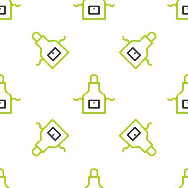 Line Kitchen önlük simgesi beyaz arkaplanda kusursuz desen izole etti. Yemek pişirmek için şef üniforması. Vektör.