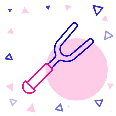 Barbekü çatalı simgesi beyaz arkaplanda izole edildi. Mangal çatalı tabelası. Barbekü ve ızgara aleti. Renkli taslak konsepti. Vektör.