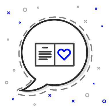 Hattı Sevgililer Günü partisi ilan simgesi beyaz arka planda izole edildi. Kutlama için davetiye ya da tebrik kartı şablonu. Renkli taslak konsepti. Vektör.