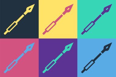Pop Art Ortaçağ mızrak ikonu renk arkaplanında izole edilmiş. Ortaçağ silahı. Vektör.