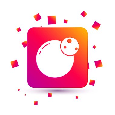 Beyaz Gezegen simgesi beyaz arkaplanda izole edildi. Kare renk düğmesi. Vektör.