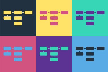 Pop Art Sitesi haritası simgesi renk arkaplanında izole edildi. Vektör.