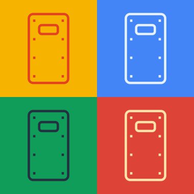 Pop sanat çizgisi askeri saldırı kalkanı ikonu renk arkaplanında izole edildi. Vektör.